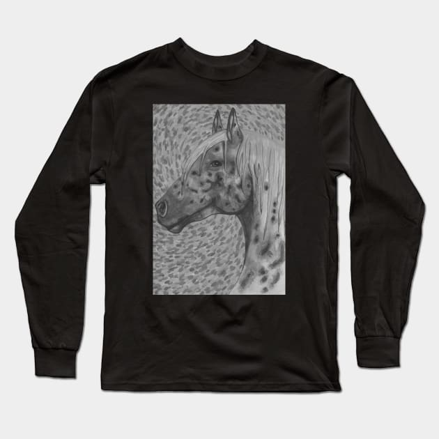 Black and white appaloosa horse Long Sleeve T-Shirt by deadblackpony